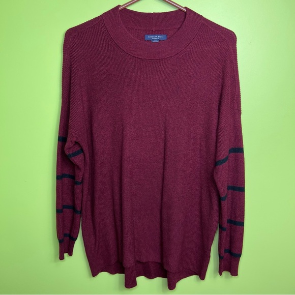 American Eagle Jegging Fit Red Striped Mock Neck Knit Sweater Size S - Picture 1 of 5